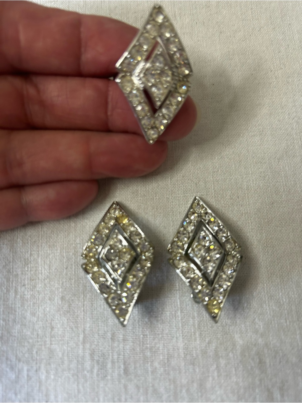 Vintage Sarah Coventry Parisienne Nights clear rhinestone silver ring set